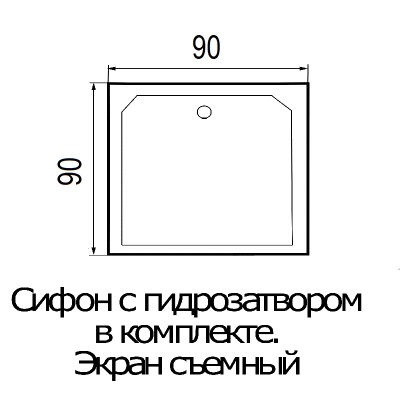 Поддон душевой River 90*90*38 квадратный